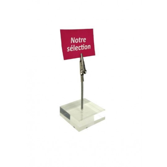 Mini Socle Plexi Tige Pince Porte Etiquette Sigma