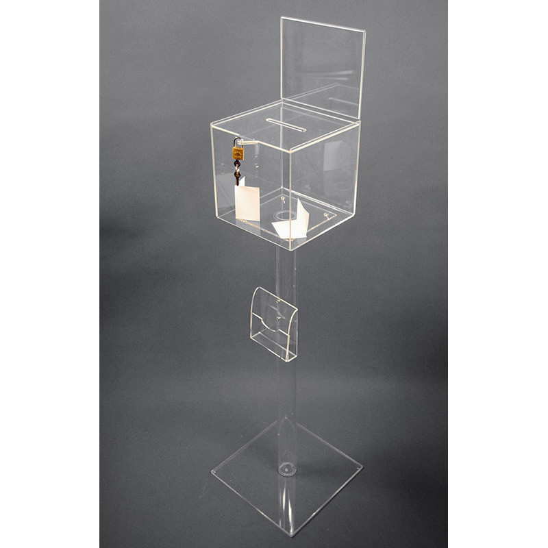 urne plexi acrylique transparent porte visuel fermeture cadenas